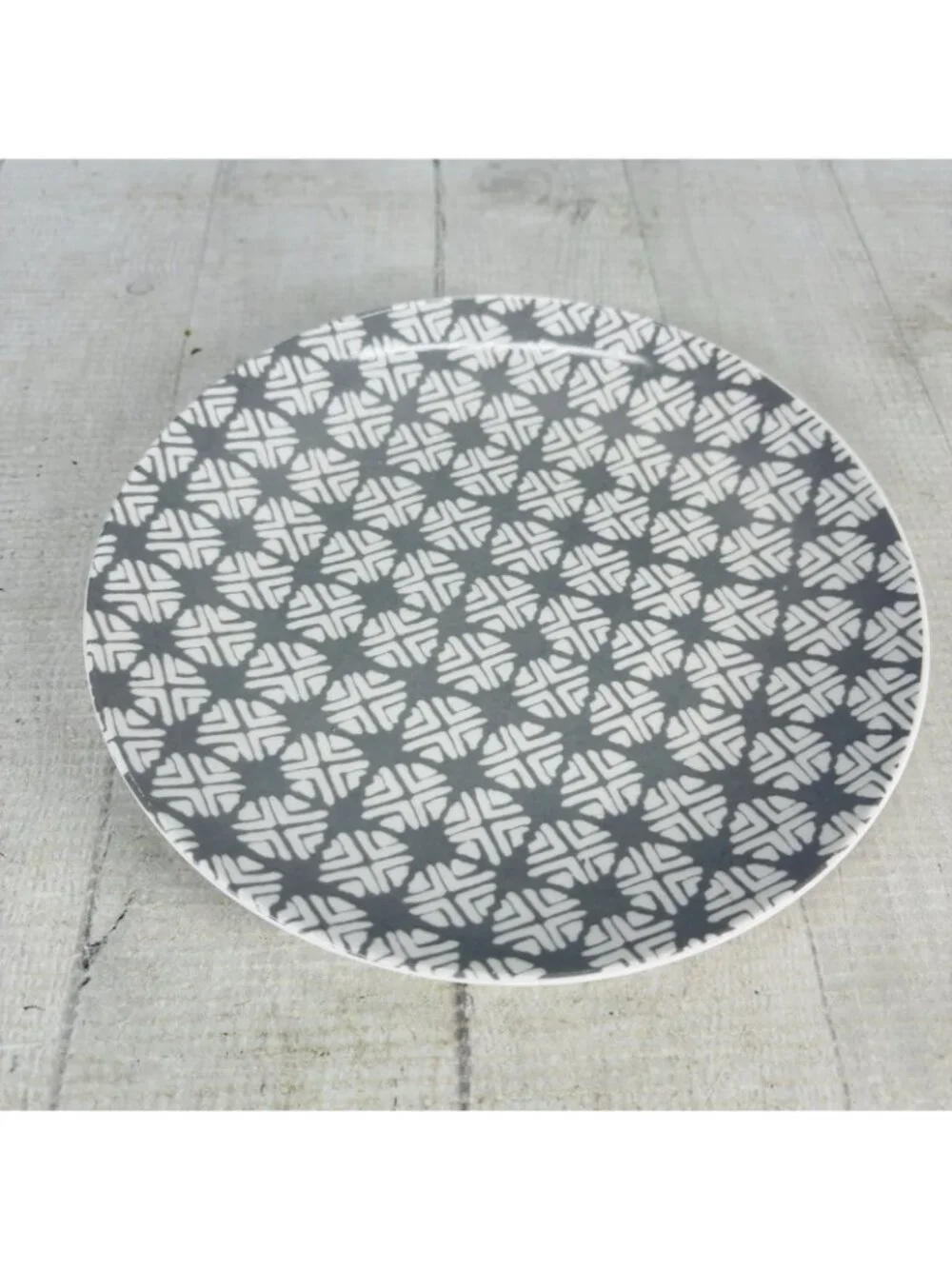 Mainstays Gray & White ABSTRACT FLORAL MIX MATCH Ceramic Lunch Salad Plate Set 3